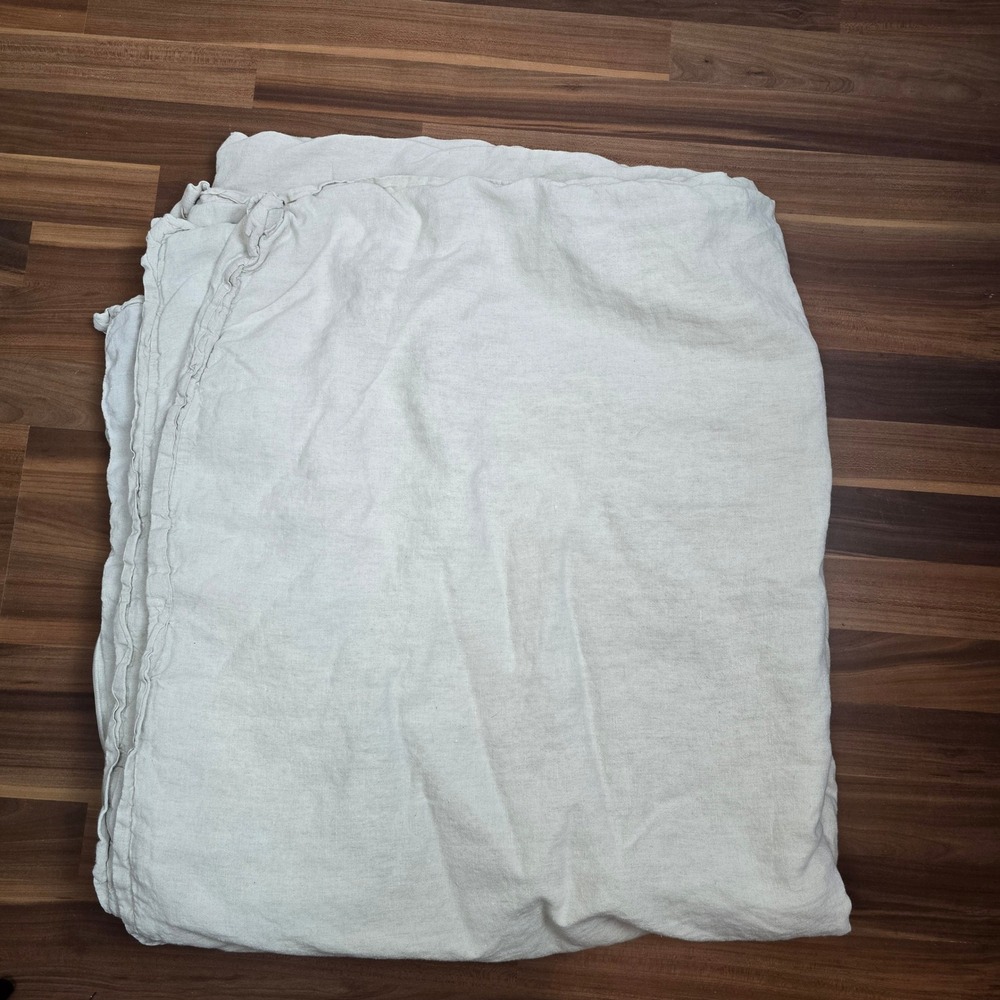 Hotel Collection 100% Linen Full/Queen Duvet Cover Cream Oatmeal Natural Neutral